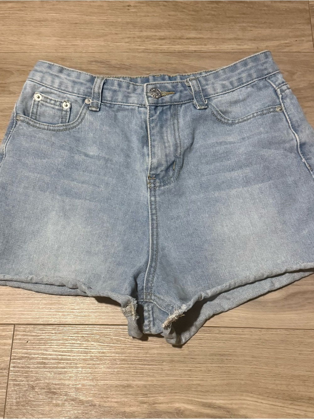 Peach Love Light Blue High-Rise Denim Shorts